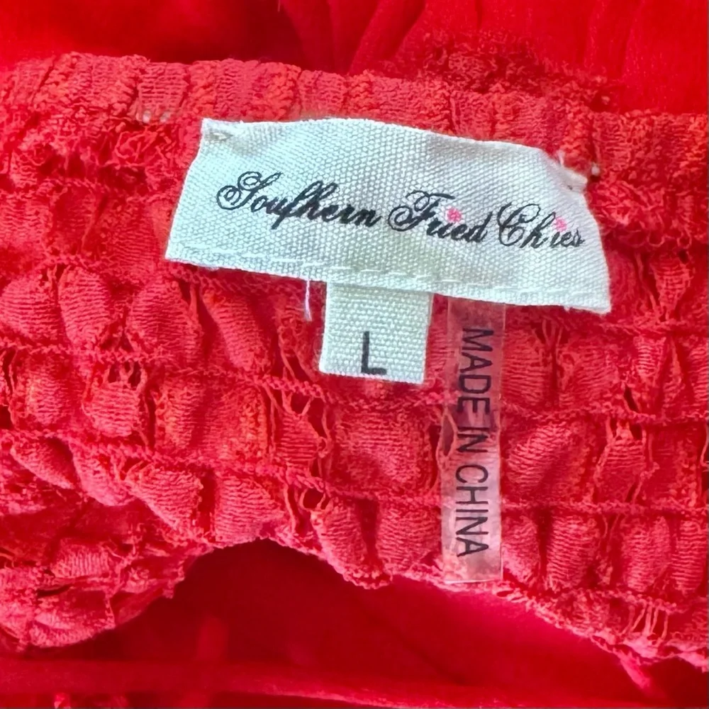 Southern Fried Chics Flirty Flare Lace Cutout Strappy Elegant Vibrant Red Dress - Picture 10 of 10